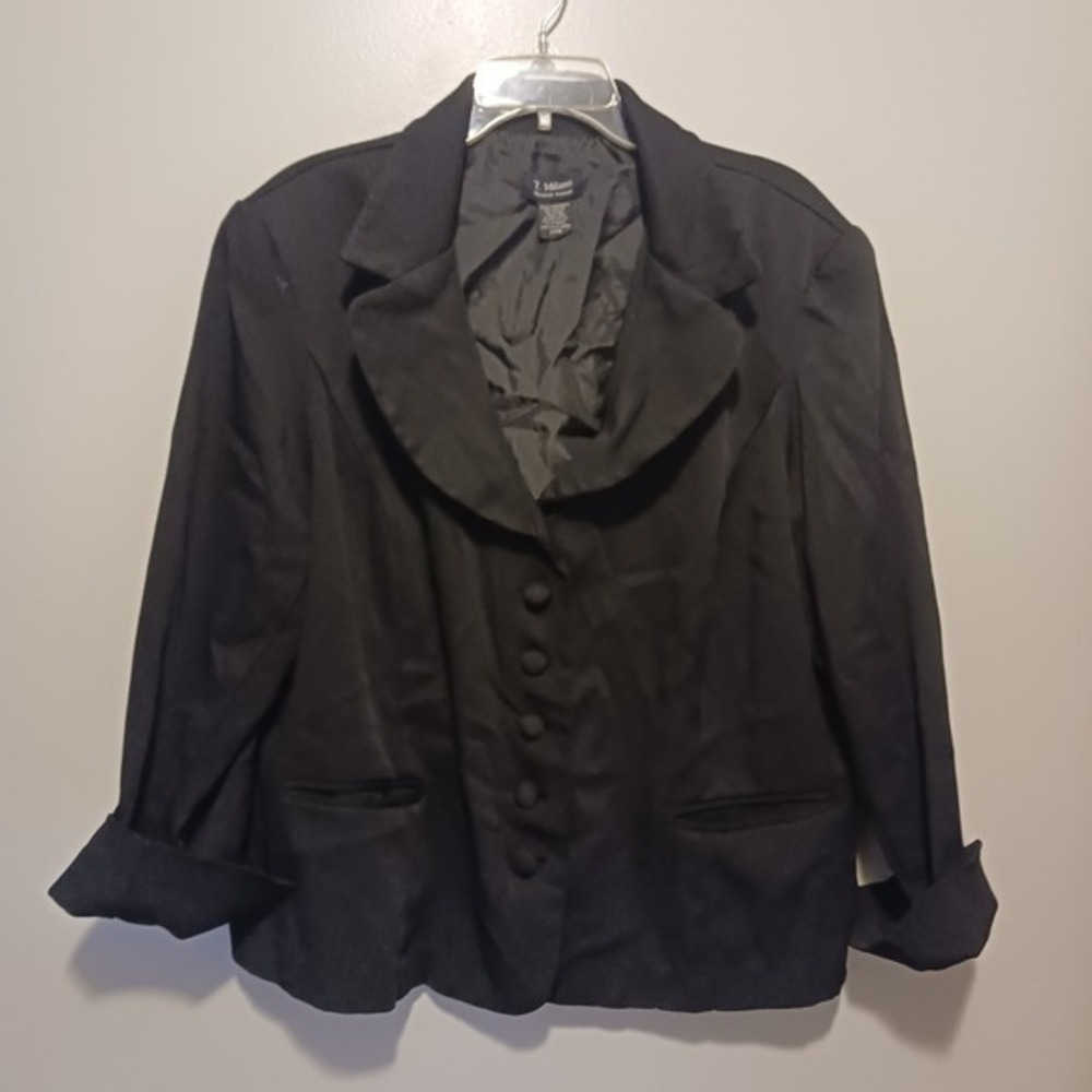 T. Milano Stretch Black Blazer Career Jacket Button Front‎ Plus Size 24W